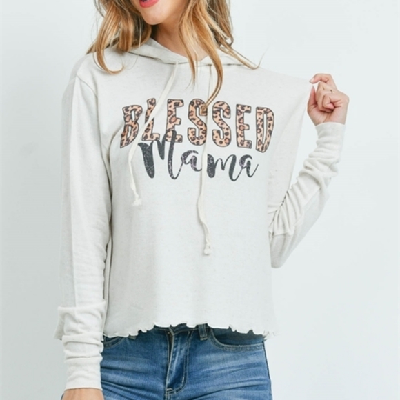 Buckle Sweaters - NWT BLESSED MAMA LEOPARD GRAPHIC HOODIE